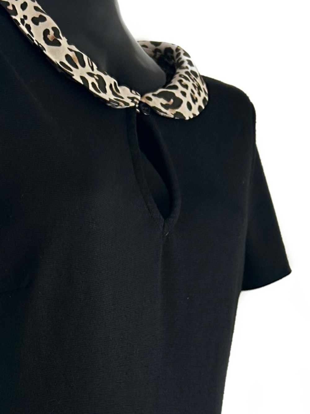 Forever 21 Black Dress with Leopard Print Collar - Picture 13 of 13